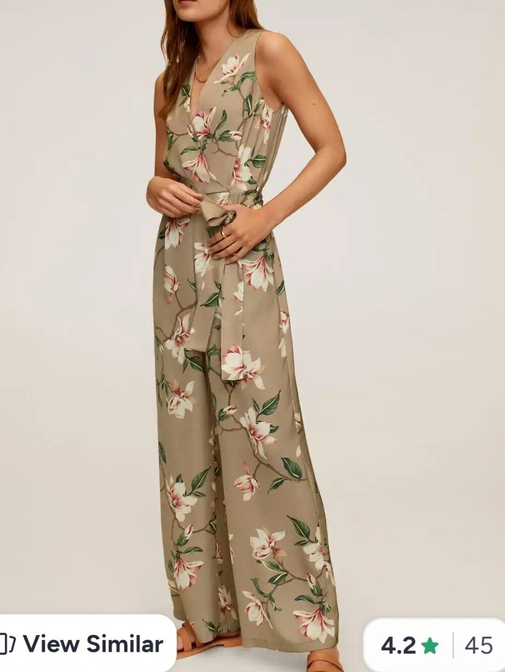 MANGO Floral Wrap Jumpsuit with Belt